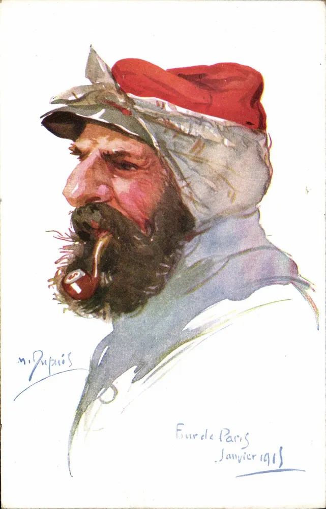 Soldat, der eine Pfeife raucht — Paris, Januar 1915 — Herr Pupuis - Vorderseite