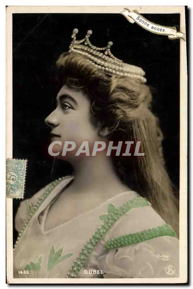 Jovem mulher coroada — 'Bom ano' — Dubel, n°14.66 - Frente