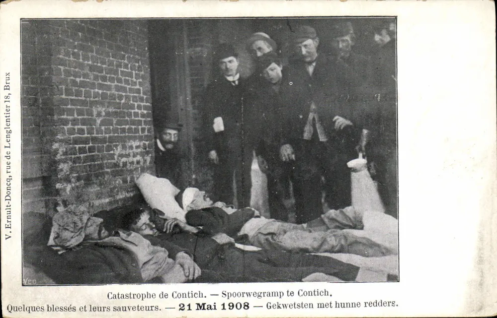 Katastrophe in Contich — 21. Mai 1908 — V. Ernult-Doncq, rue de Lengentier 18, Brüssel - Vorderseite