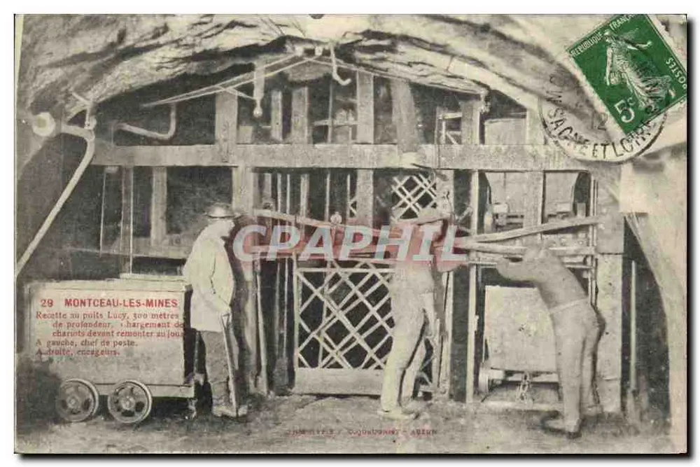 Bergwerk Lucy in Montceau-les-Mines — Arbeits Szene — J. Joubert, Verlag, Nr. 29 - Vorderseite