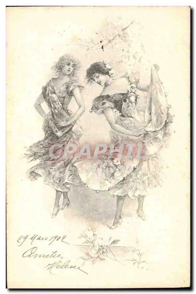 Duas bailarinas — ilustração — editor não identificado, número de série não visível - Frente