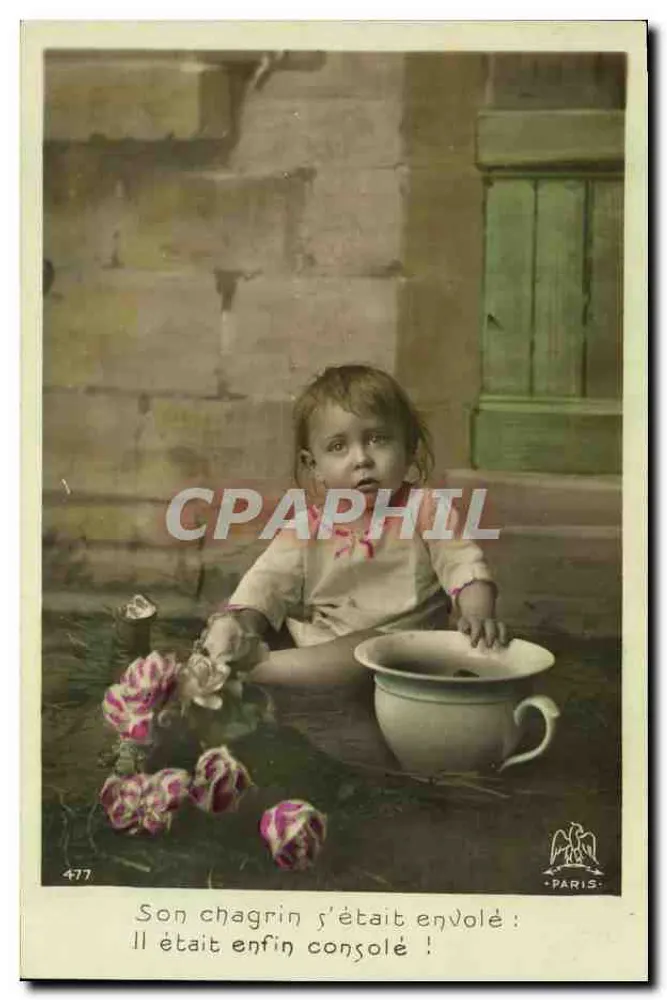 Kleine Mädchen sitzt mit Rosen — Paris — Verlag Paris, Nr. 477 - Vorderseite