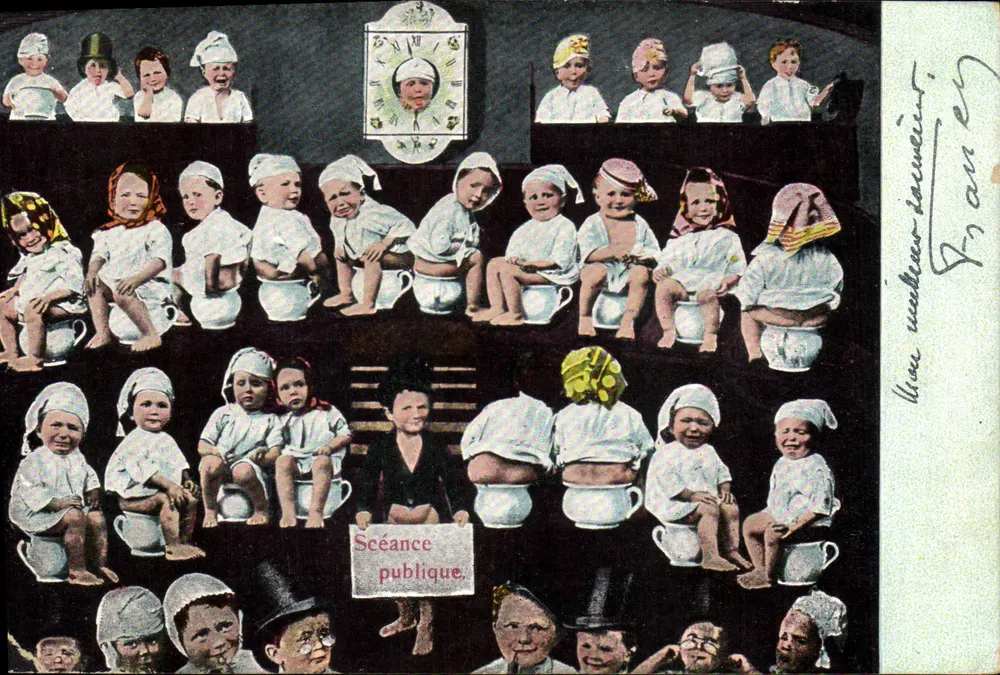 Öffentliche Sitzung — Kinder auf Töpfen sitzen — Serie 1019 - Vorderseite
