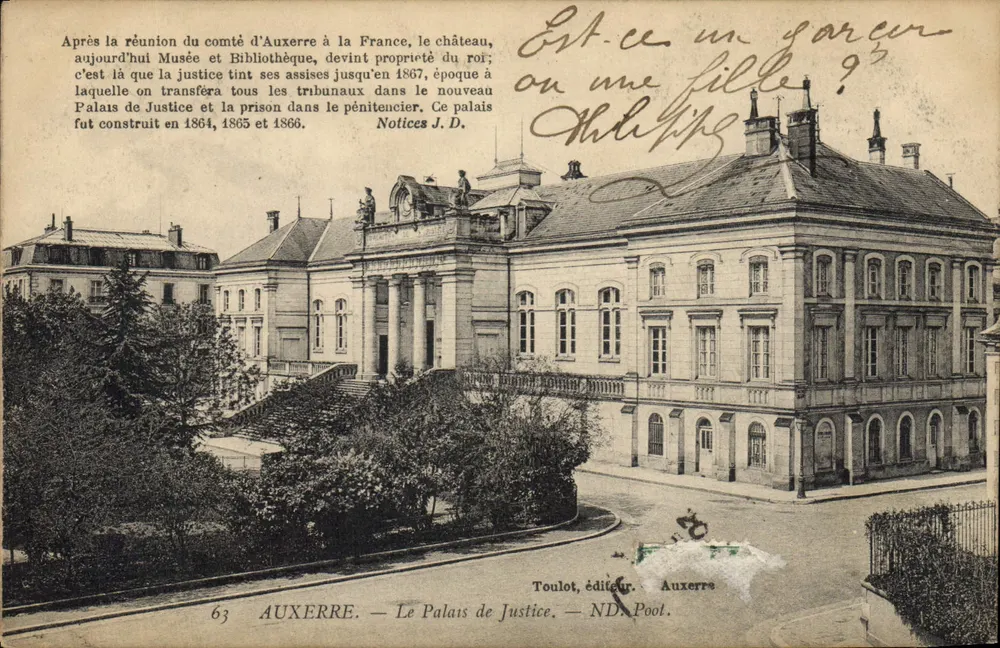 AUXERRE — O Palácio de Justiça — Toulot, editor - Frente