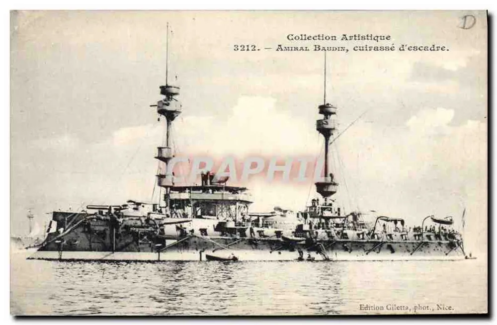 Admiral Baudin — Schlachtschiff — Édition Giletta, Foto., Nice. - Vorderseite