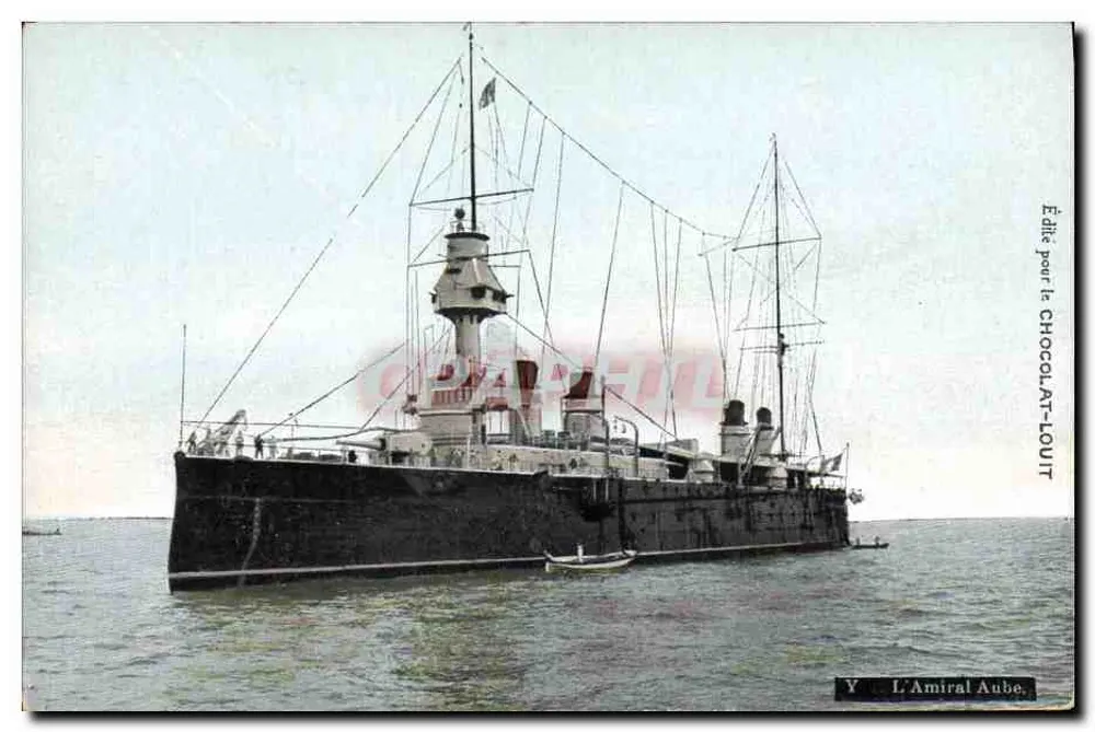O Almirante Aube — navio de guerra — Editada para a CHOCOLAT-LOUIT - Frente