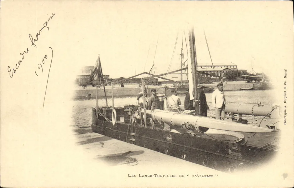 Die Torpedolafetten von 'L'Alarme' — Französische Flotte — Phototypie A. Barguet et Cie, Nancy - Vorderseite