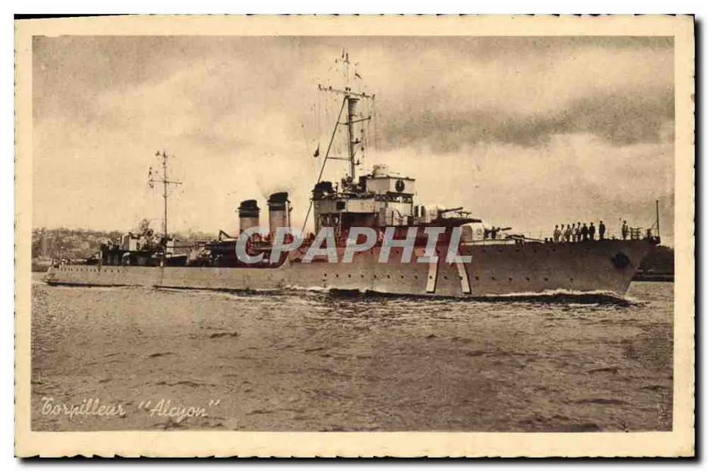 Corpo da Marinha "Aleyon" — navio de guerra — Héliogravure Combier Macun - Frente