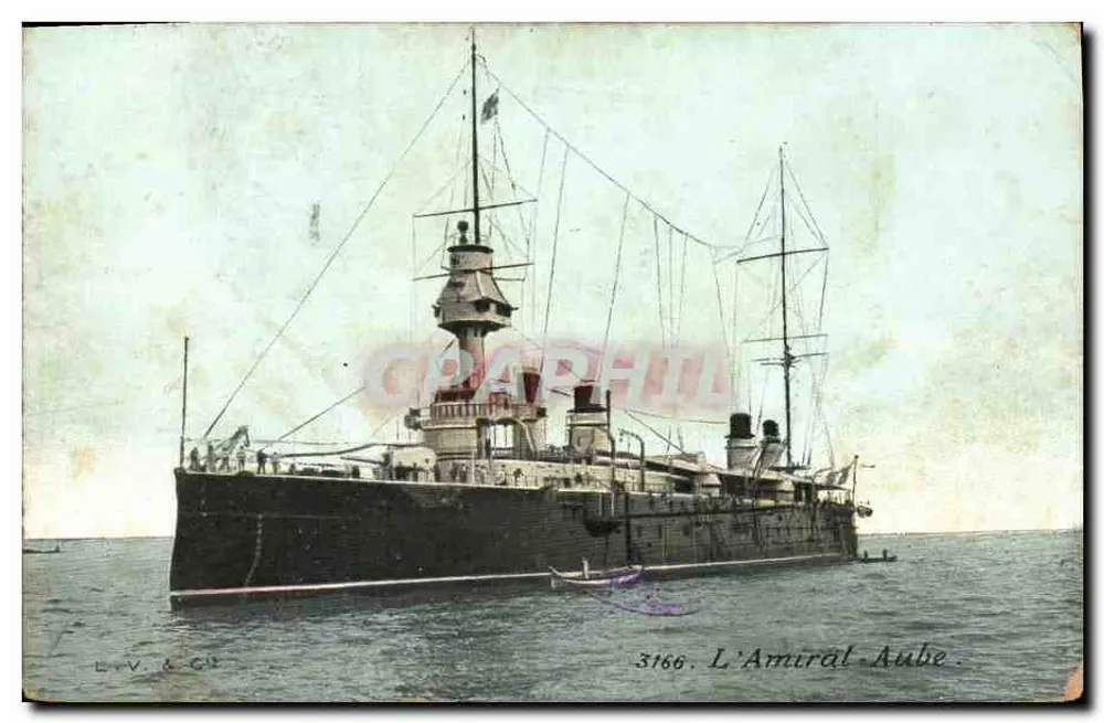 L'Amiral Aube — croiseur de guerre — éditeur L.V. & Cie, n° 3166 - Frente
