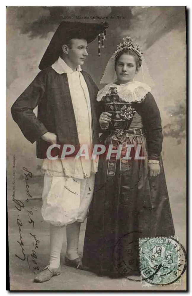 Casais em traje tradicional — Marie-De Bourn de Reta — Coleção VILLASON, Alençon - Frente