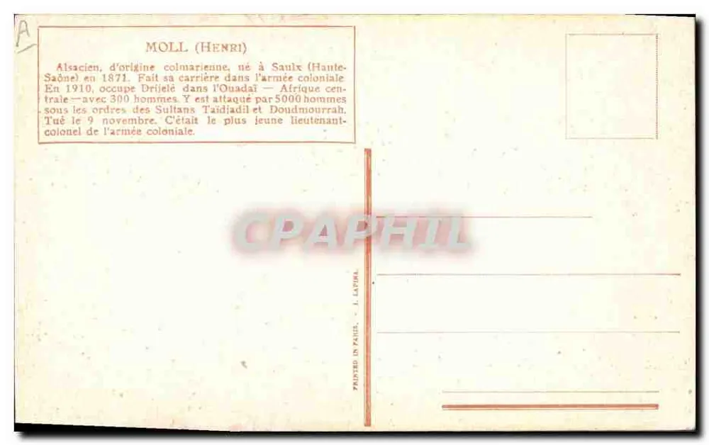 Kolonialsoldat in Zentralafrika — Henri Moll — Verlag L. Lathil - Rückseite