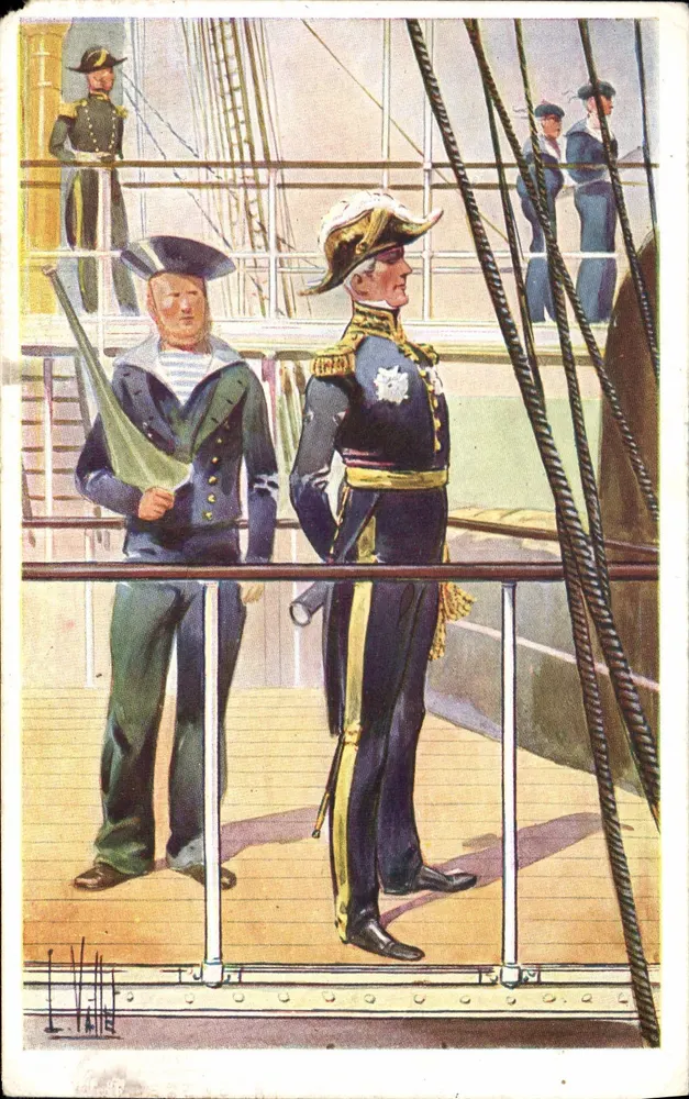 Matrosen und Offizier an Bord eines Schiffes — Illustration von I. Vallès — Nr. 1.4.074 - Vorderseite