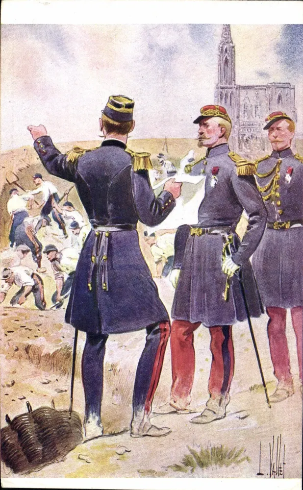 Militärszene in Reims — L. Vallet — Verlag Impr. Paris - Vorderseite