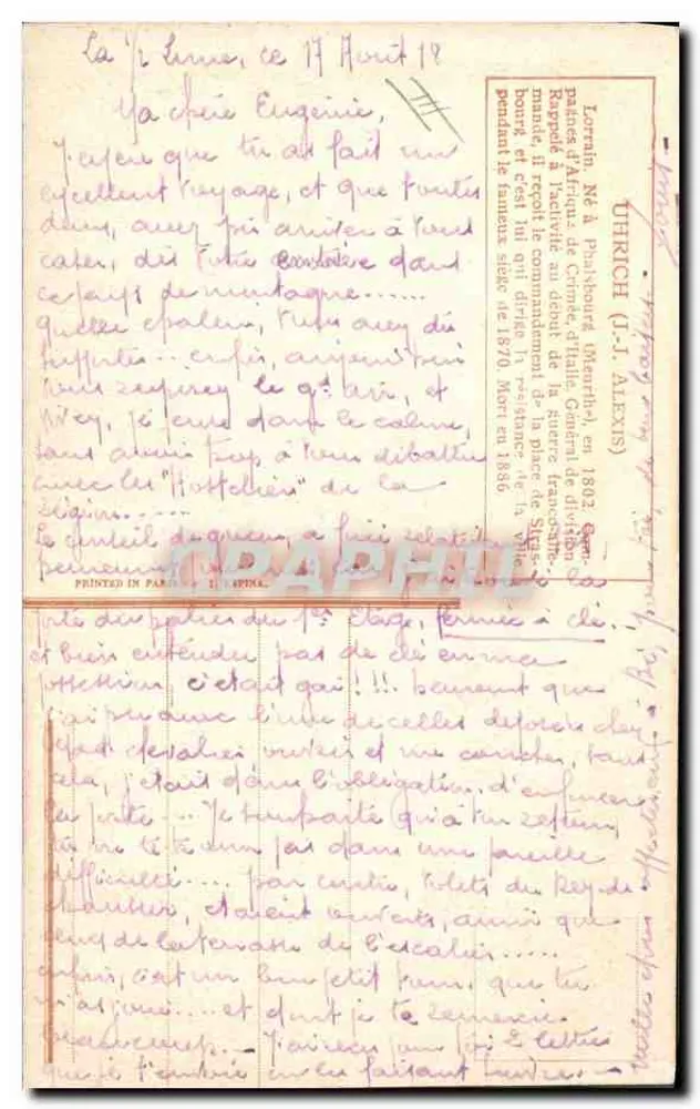 Militärszene in Reims — L. Vallet — Verlag Impr. Paris - Rückseite