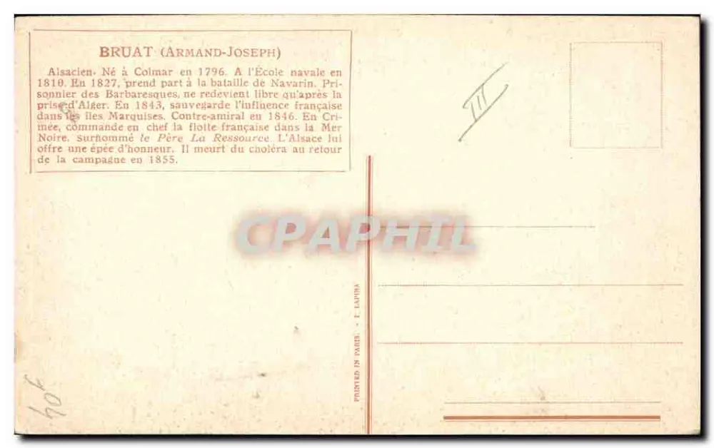 Matrosen und Offizier an Bord eines Schiffs — Bruat (Armand-Joseph) — Gedruckt in Paris von L. Lautura - Rückseite