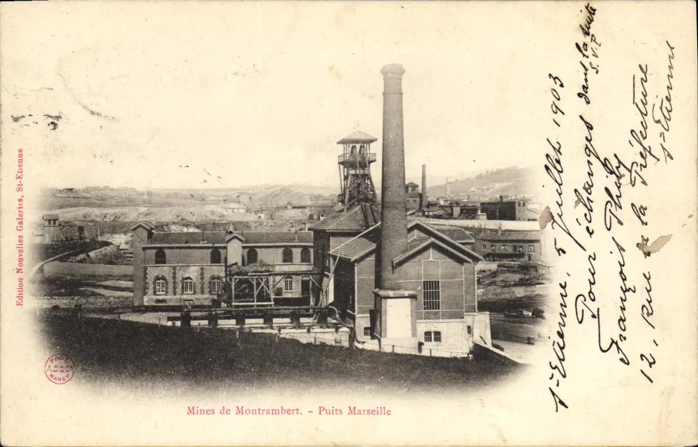 Minas de Montrambert — Poço Marseille — Edição Nouvelles Galeries, St-Etienne - Frente
