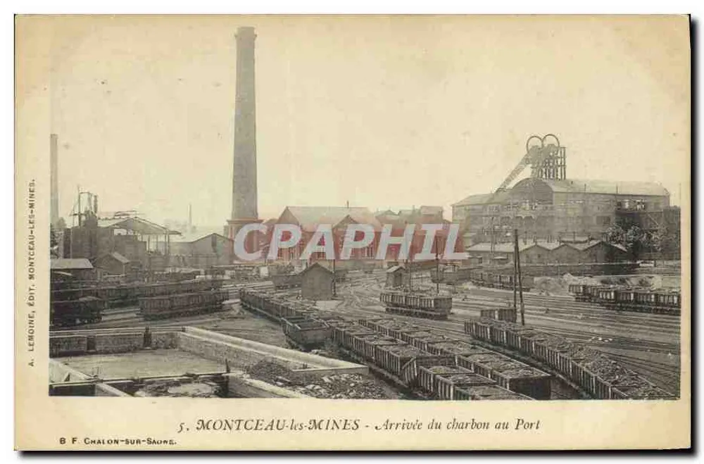 Montceau-les-Mines — Ankunft des Kohles am Hafen — A. Lengoine, Verlag: Montceau-les-Mines - Vorderseite