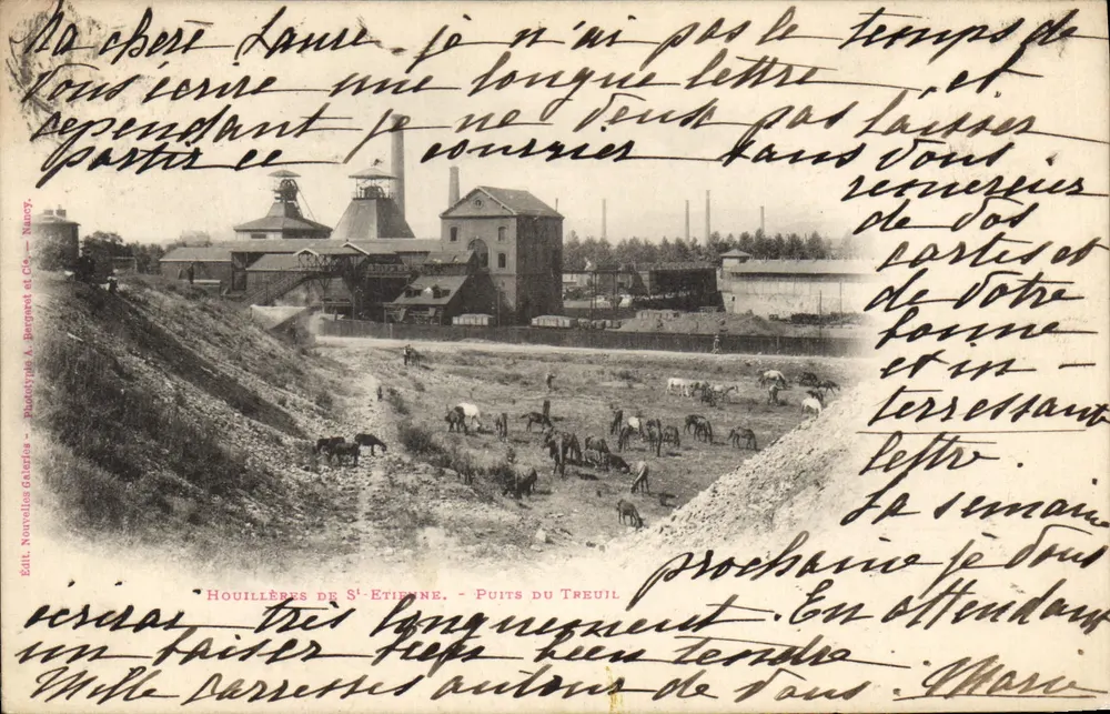 Steinkohlebergwerke von Saint-Étienne — Schacht Treuil — Verlag: Nouvelles Galeries, Nancy - Vorderseite