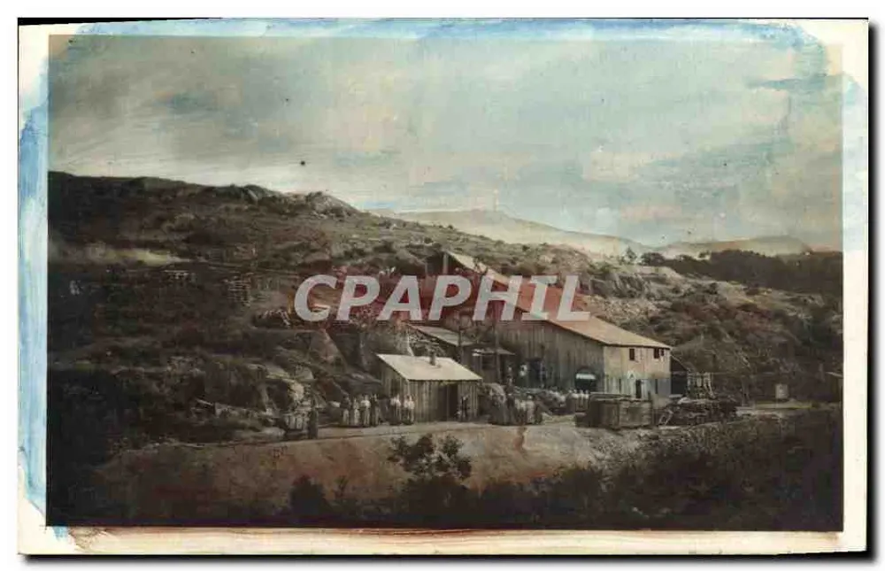 Mineração e edifícios industriais — paisagem montanhosa — carta postal anônima - Frente