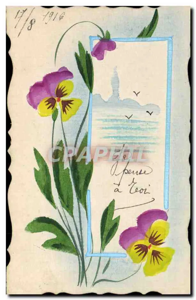 Gedanke an Dich — Mohnblumen und Landschaft — CPAPHEL - Vorderseite