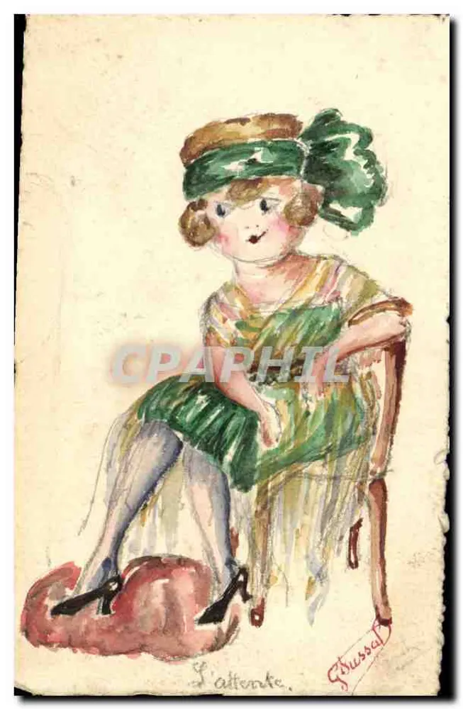Frau in grünem Kleid — Art-Déco-Stil — Grussal - Vorderseite