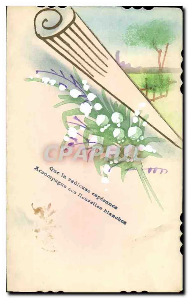 Weiße Blumen — Hoffnung — Gedruckter Text - Vorderseite