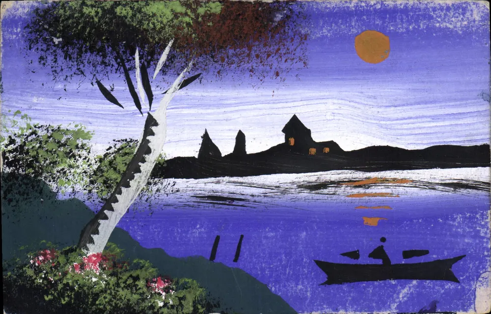 Nachtlandschaft — Boot auf dem Wasser — unbekannter Verlag, Seriennummer nicht sichtbar - Vorderseite