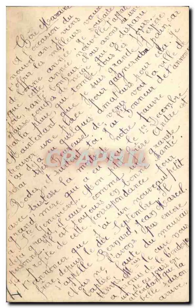 Guten Tag — 1936 — gezeichnet und gemalt für den Empfänger — Unterschrift von M. Blerchot - Rückseite