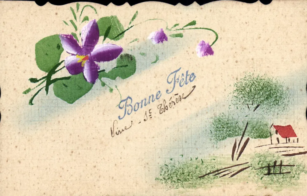 Violett — Frohe Geburtstagskarte — Einlieferung GUYLO, Paris - Vorderseite