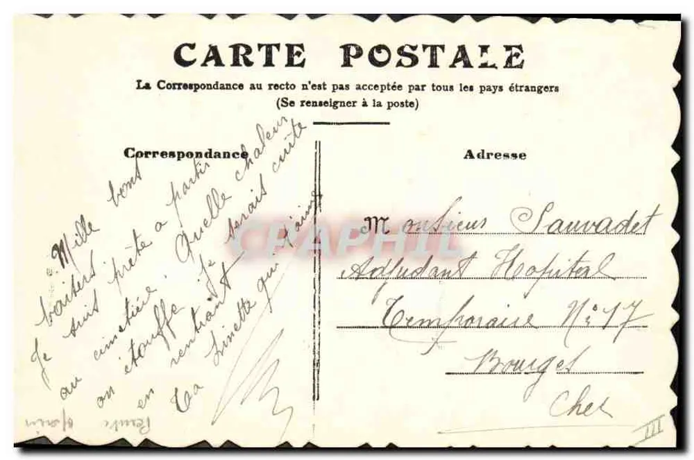 Blumen und Getreideähren — Don du Coeur — datiert 28/8/1916 - Rückseite