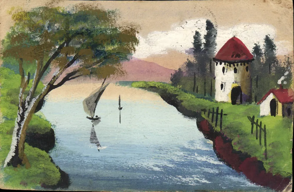 Flusslandschaft mit Schleier — unbekannter Verleger, Seriennummer nicht sichtbar - Vorderseite