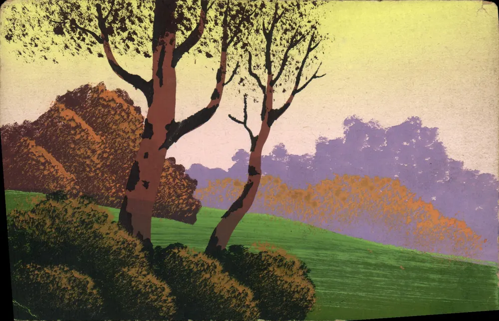 Herbstlandschaft — zwei Bäume im Vordergrund — unbekannter Verlag, Seriennummer 231 - Vorderseite