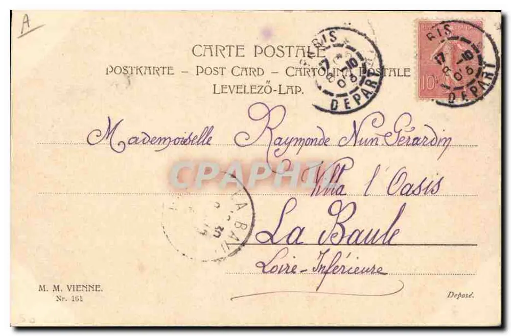 Mujer con ramo de iris — tarjeta postal de Viena — editor M. M. Viena, n.º 161 - Reverso