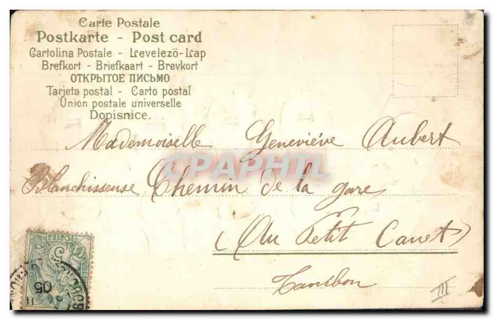 アンティーク絵葉書 ファンタジー 子供のポット - 裏面