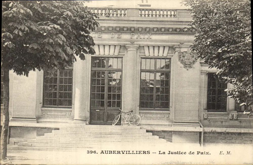 AUBERVILLIERS — Ansicht der Justiz de Paix. E.M. n°396 - Vorderseite