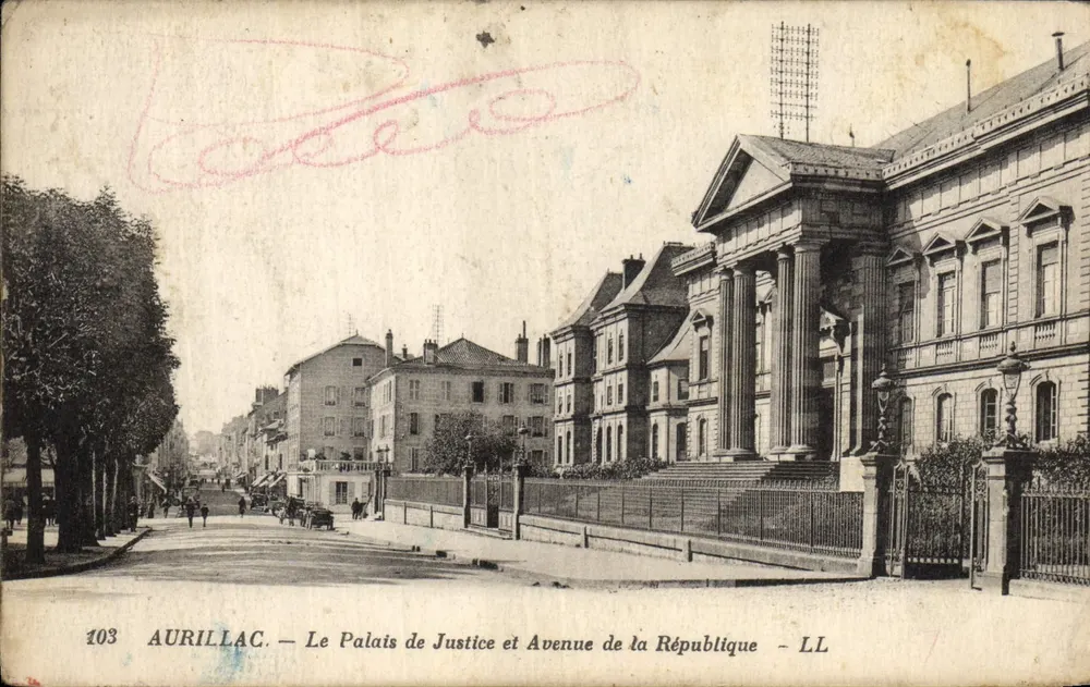 Aurillac — Le Palais de Justice et Avenue de la République — LL, n° 103 - Vorderseite