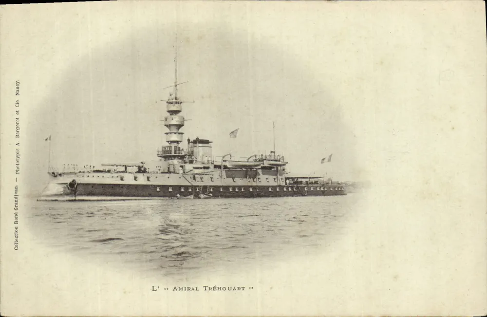 O Almirante Tréhouart — Navio de guerra — Fototipia A. Bergeret e Cie Nancy - Frente
