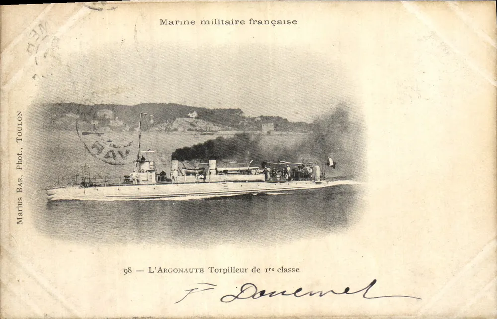 L'Argonaute — Torpedoboot der 1. Klasse — Französische Marine — Marius Bar, Fotografie Toulon - Vorderseite