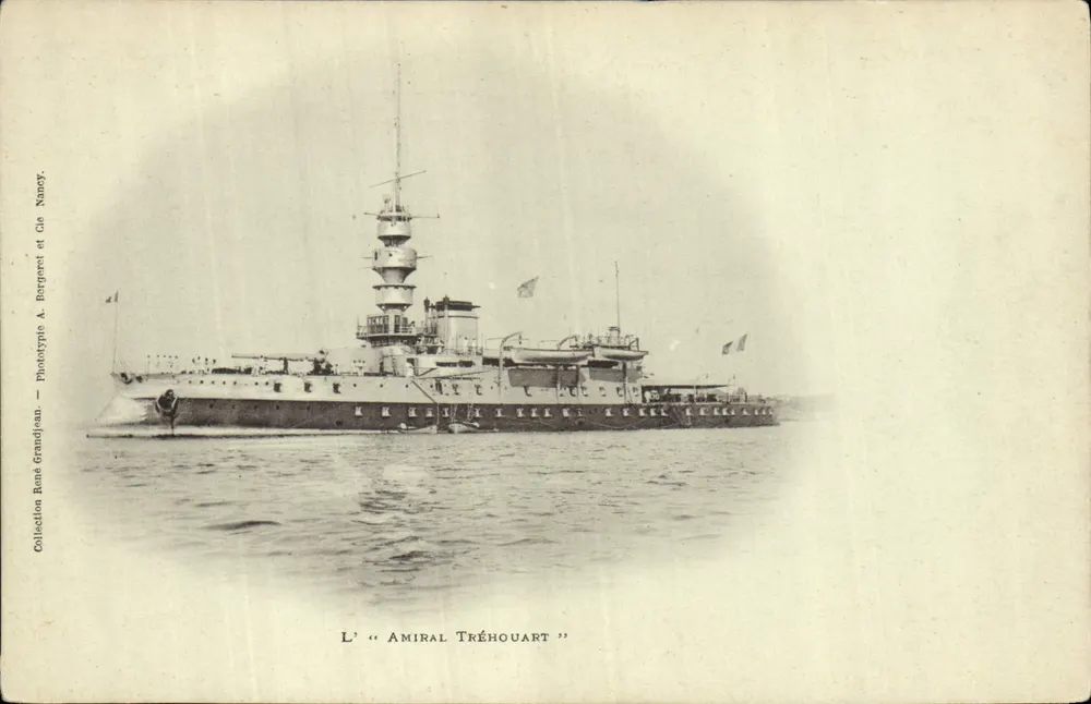 Der Admiral Tréhouart — Kriegsschiff — Phototypie von A. Bargere et Cie, Nancy - Vorderseite
