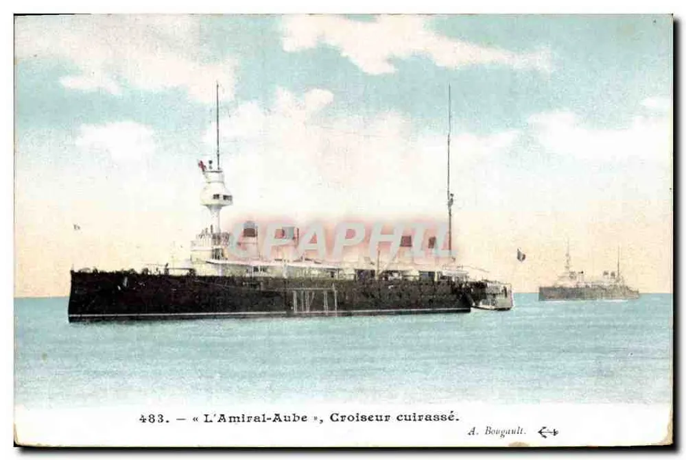 Der Admiral-Aube — Panzerkreuzer — A. Bougault, n° 483 - Vorderseite