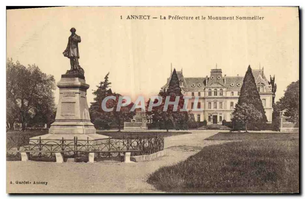 Annecy — A Prefeitura e o Monumento Sommeiller — A. Gardet, Annecy - Frente