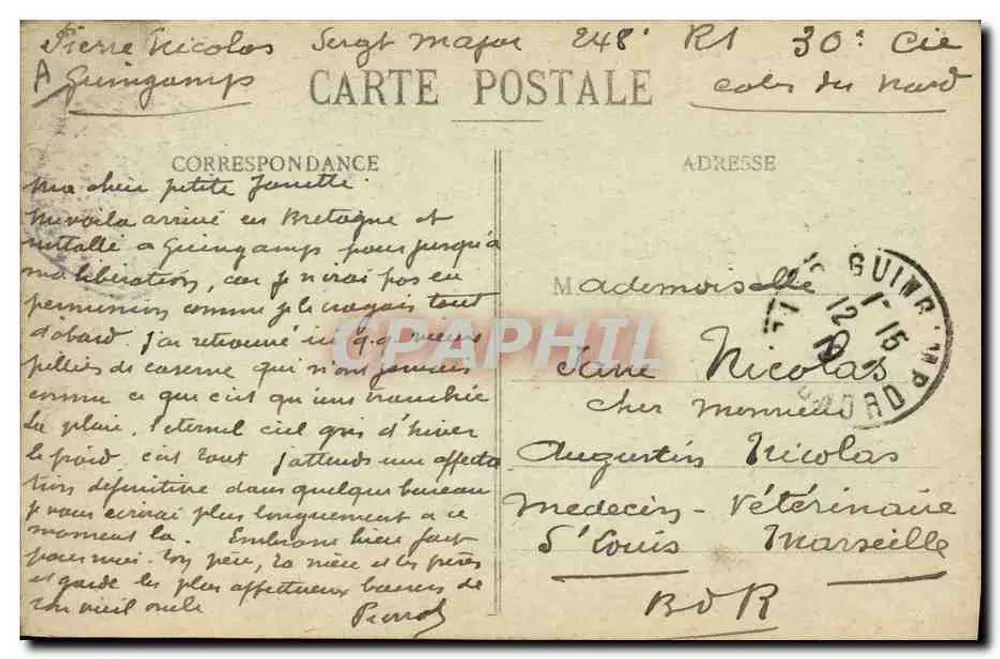 Bretanha - No poço, Pays de Vannes, Auray — Coll. E. Hamonico, St-E. n° 5207 - Verso