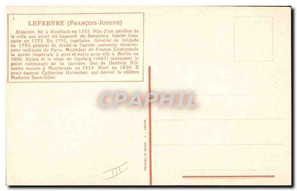 François-Joseph Lefebvre — Geral de brigada, Duque de Dantzig — editor L. Ballet - Verso