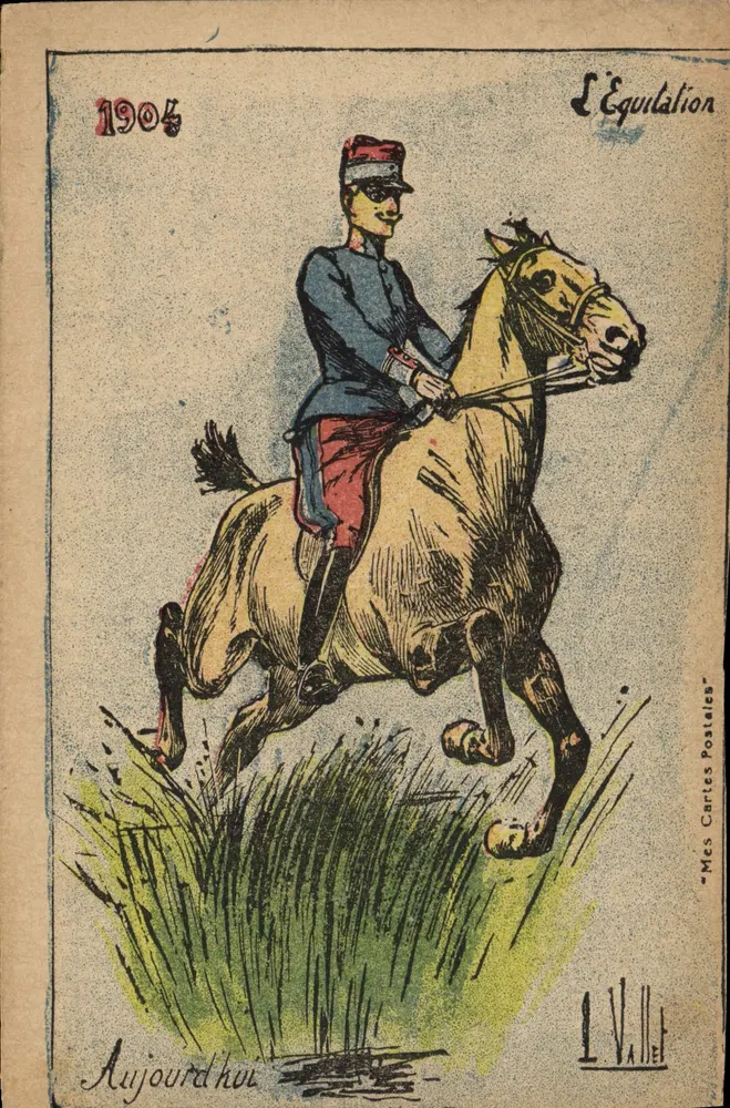 Soldat auf Pferd — Reiten — L. VALLET, Nr. 1904 - Vorderseite