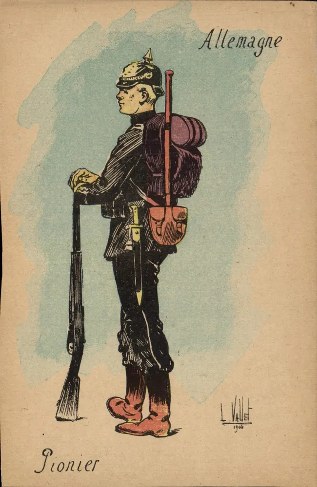 Deutscher Pionier — Militärische Illustration — L. Vallet, 1906 - Vorderseite