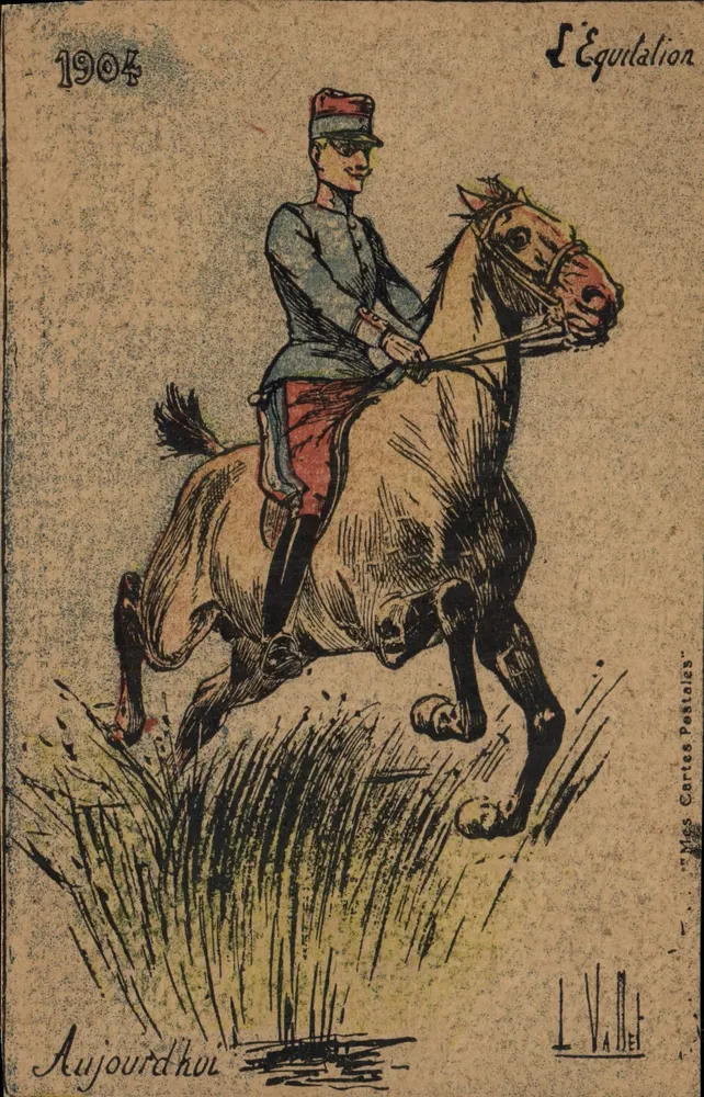 Soldado a cavalo — Equitação — L. Valet, n° 1904 - Frente