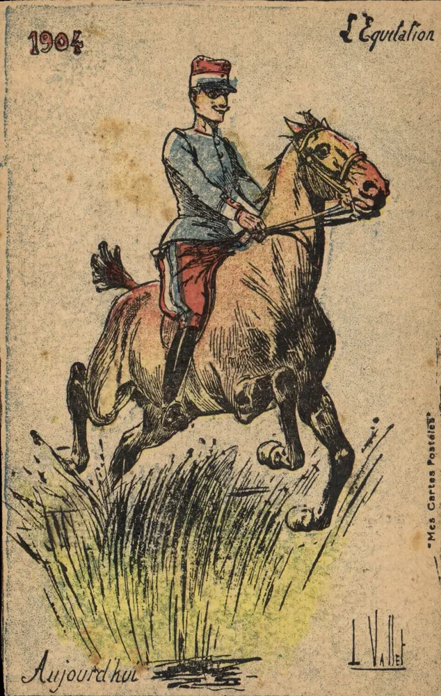 Cavaleiro militar — 1904 — L. Vallet, 'Minhas Cartas Postais' - Frente