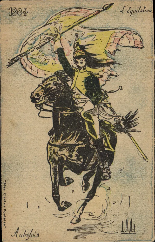 Cavaleiro militar — Equitação — Outrora, Mes Contes Postales - Frente