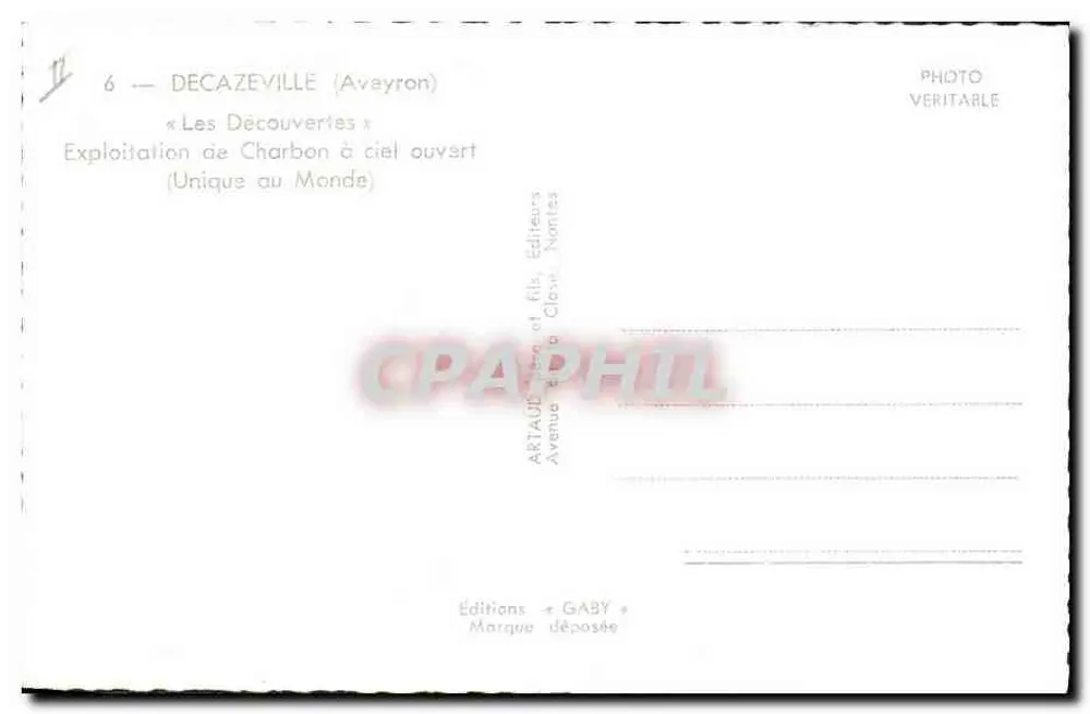 Décazeville (Aveyron) — Tagebau Kohle — Éditions Gaby - Rückseite