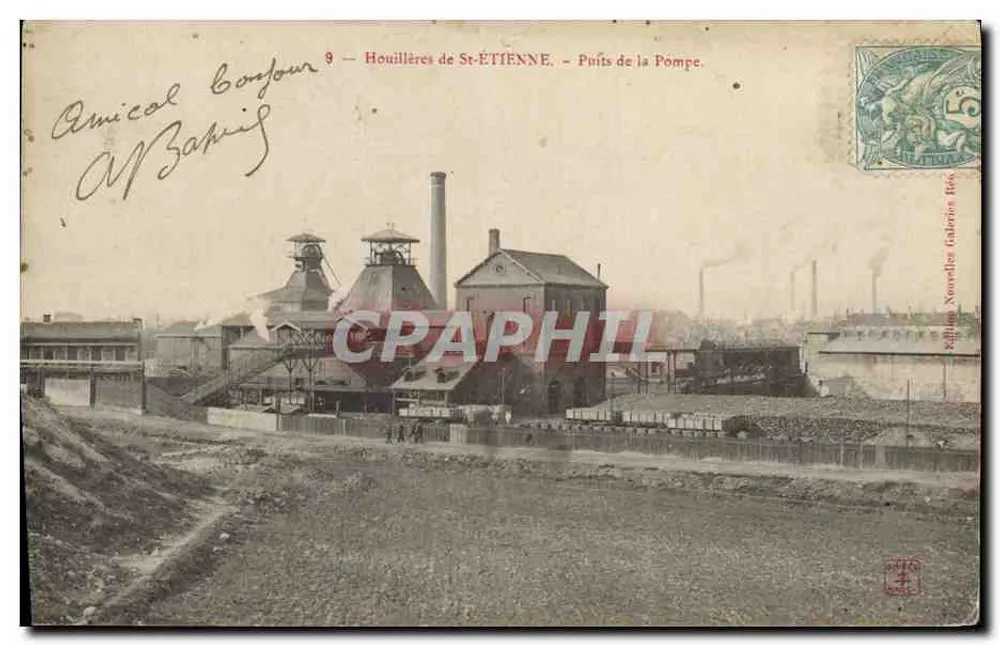 Houillères de St-ÉTIENNE — Brunnen der Pompe — Verlag Néhilla Nouvelles Galeries 1906 - Vorderseite